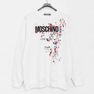 Moschino COUTURE Print Terry Crew Neck Sweatshirt in White